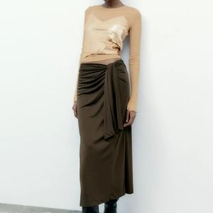 Zara Brown Midi Skirt